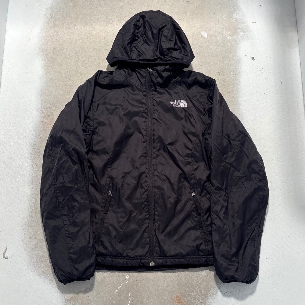 The North Face Womens XS Black Ripstop Fleece Lined Hooded Windbreaker Jacket